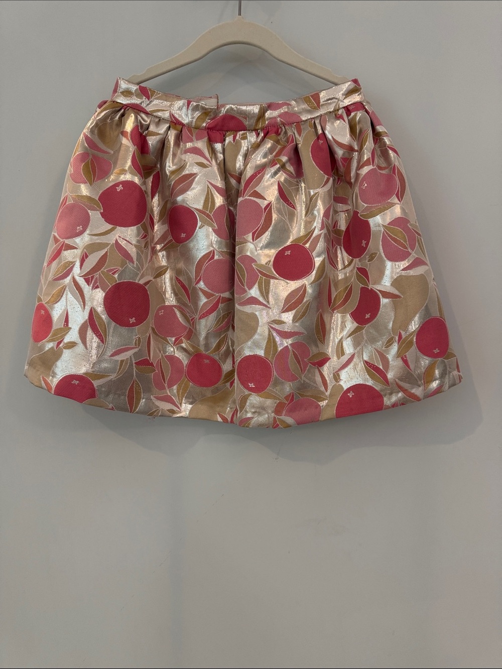 Metallic Cream & Pink Floral Circle Skirt